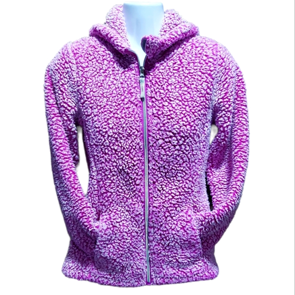 Free Country Women's Full Zip Hooded Sherpa Jacket Size L/14 Juniors